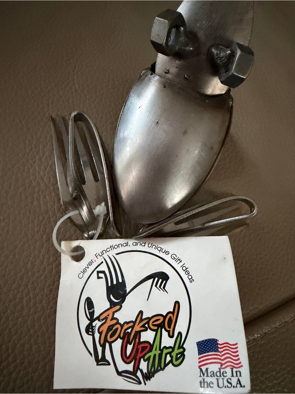 FORKED UP ART 2009 Upcycled Metal Flatware Frog Sculpture Fork/Spoon Made in USA - Picture 11 of 16